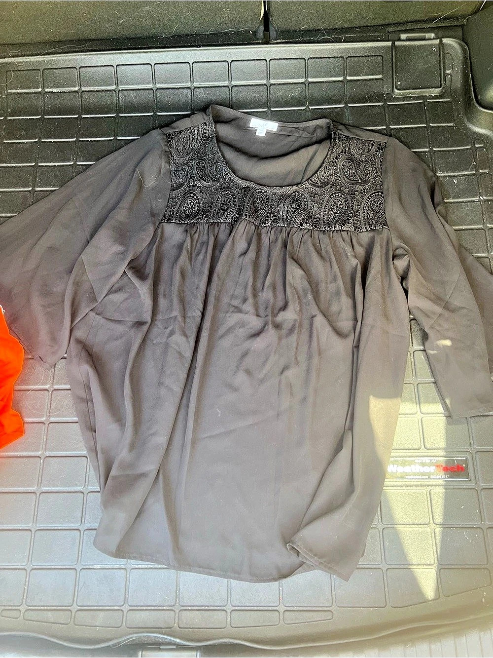 Shavonne Dorsey Paisley Lace Yoke Blouse in Black XL Like New